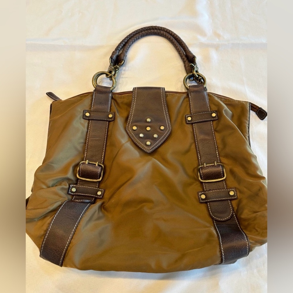 Nine West Olive Green Tote with Dark Brown Trim